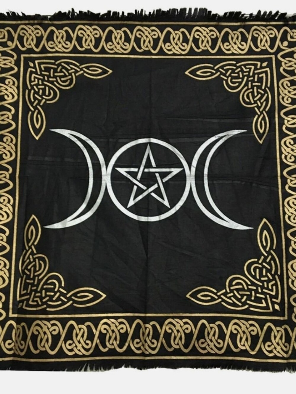 Black and Gold Triple Moon Wall Tapestry - Home Wall Decor